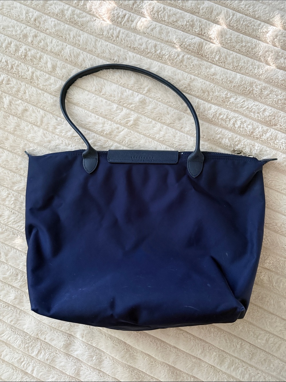 Longchamp Navy Nylon Tote with Leather Trim - Picture 2 of 3
